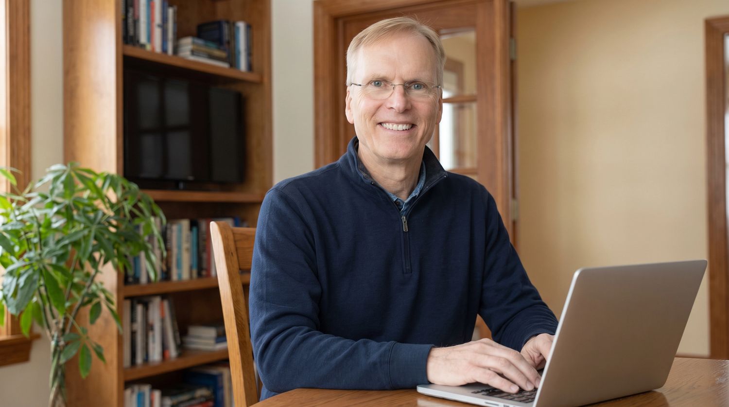 Charles at his desk in Fort Wayne, Indiana, setting up a traffic campaign